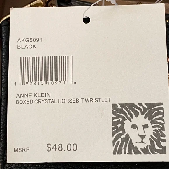 Anne Klein Black Boxed Crystal Horsebit Wristlet - Picture 3 of 5